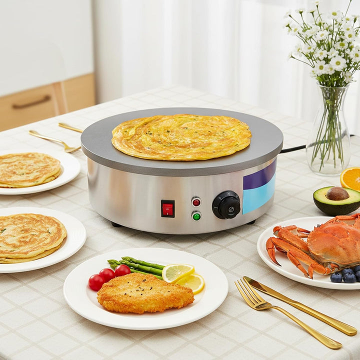 45cm Crepes Maker Elektrisch 3000W Gastro - Profi Gusseisen Crêpes Platte & Fladenbäcker für Gözleme