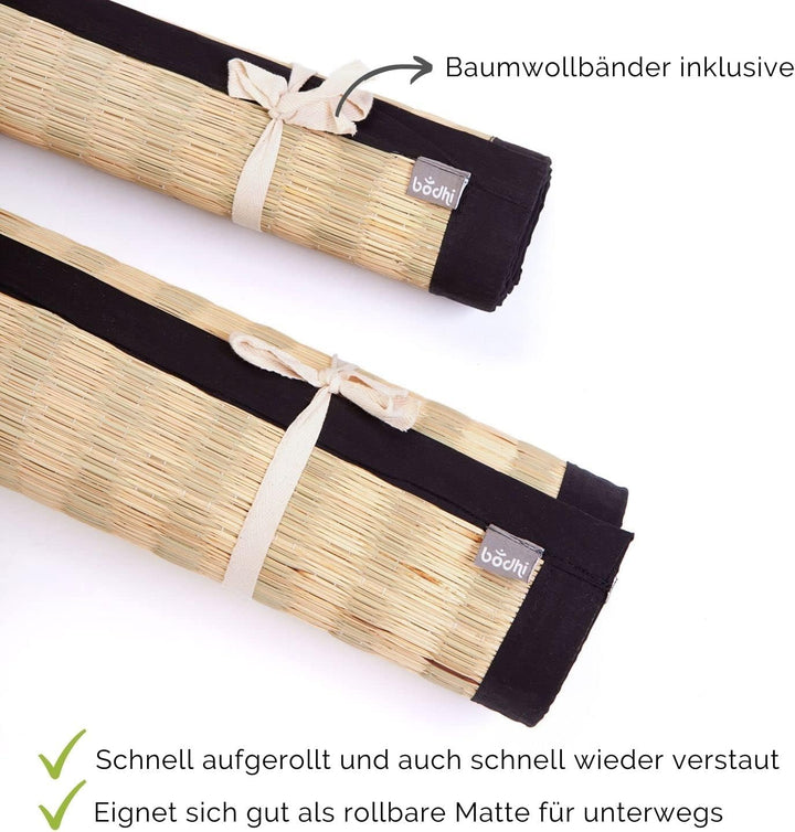 Bodhi Tatami Rollmatte | Japan-Stil | Nachhaltige Goza Matte aus haltbarem Igusa-Gras | Mit Baumwoll
