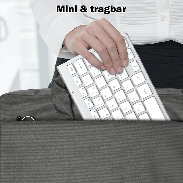 PINKCAT Mini Tastatur Maus Set Kabellos 2.4 GHz Kabellose Tastatur und Maus Ergonomisch Slim Tastatu