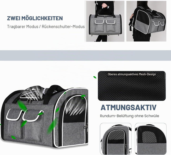 PETCUTE Katzenrucksack Hunderucksack für Katzen und Kleine Hunde,Atmungsaktiv Haustier Rucksack Katz