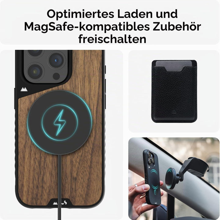 Mous Hülle für iPhone 15 Pro MagSafe Kompatibel Case - Limitless 5.0 - Walnuss - Handyhülle iPhone 1