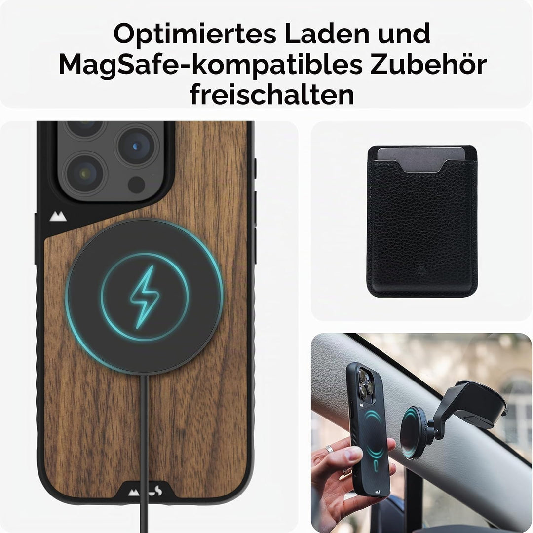 Mous Hülle für iPhone 15 Pro Max MagSafe Kompatibel Case - Limitless 5.0 - Walnuss - Handyhülle iPho