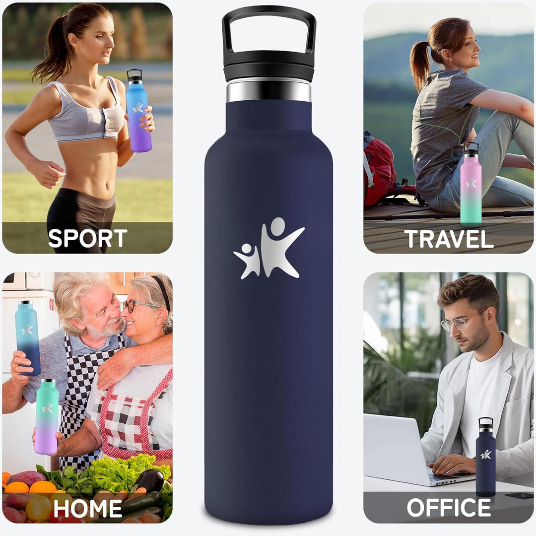 Trinkflasche 1l Edelstahl- Trinkflasche, Wasserflasche mit Strohhalm, Sporttrinkflaschen 1l Auslaufs
