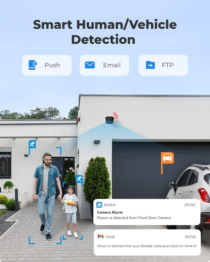 Reolink 4K Smarte PoE Überwachungskamera Aussen mit Personen-/Fahrzeug-/Tiererkennung, 8MP IP Kamera