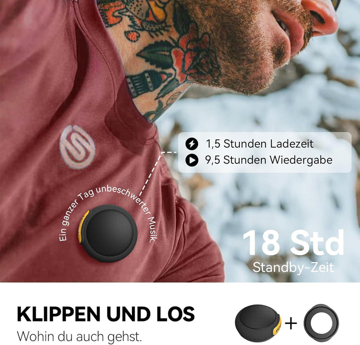 ANCwear Tragbarer Bluetooth 5.3 Lautsprecher Mini mit Mikrofon, Wearable Handgelenkslautsprecher, IP