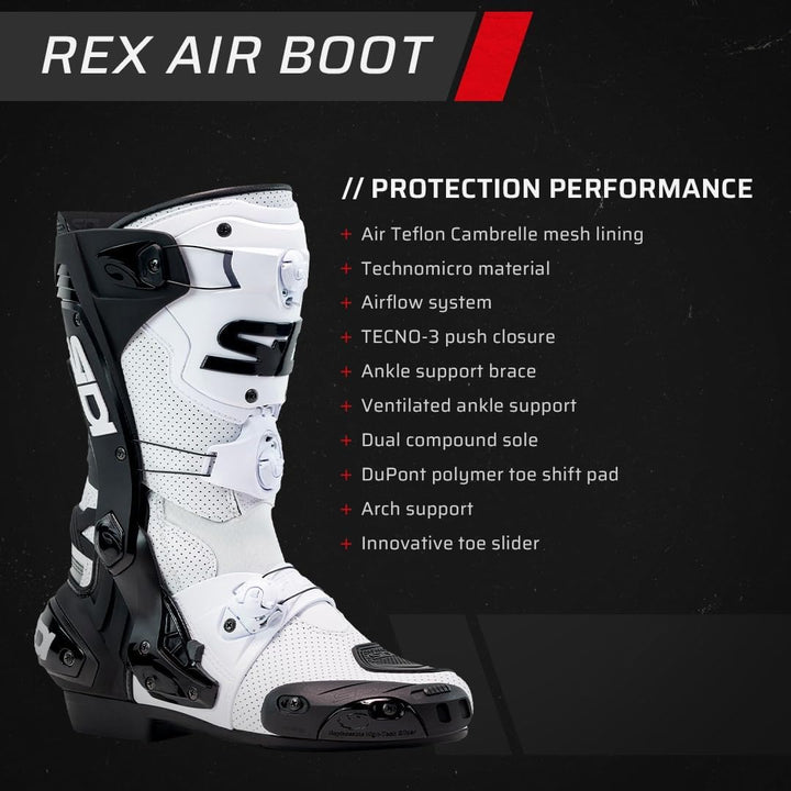Sidi Unisex Rex AirMotorradstiefel 43 EU Weiss Schwarz, 43 EU Weiss Schwarz