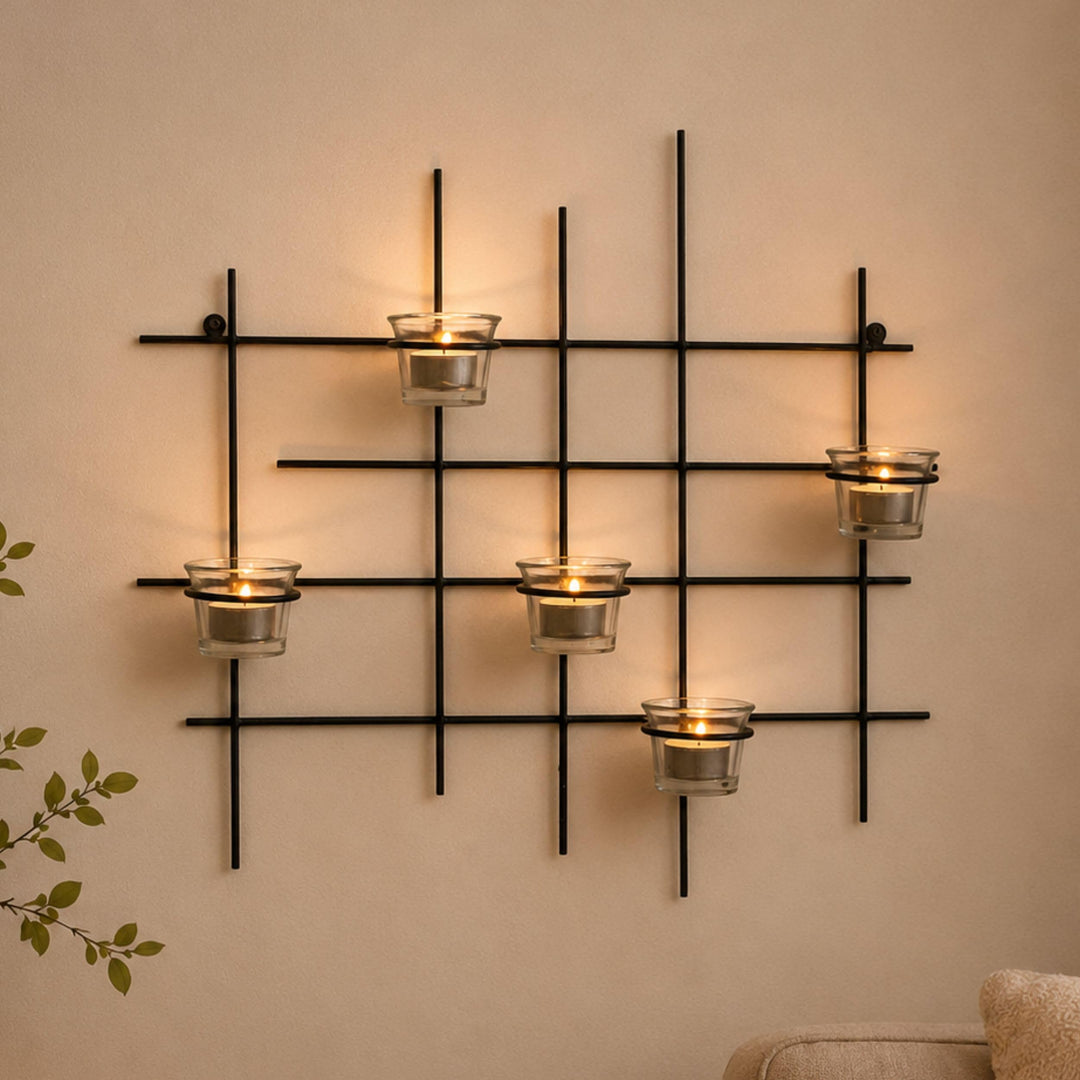 DanDiBo Wandteelichthalter Metall Leuchter 5XXL Wandkerzenhalter 50 cm Teelichthalter Wand Kerzenhal