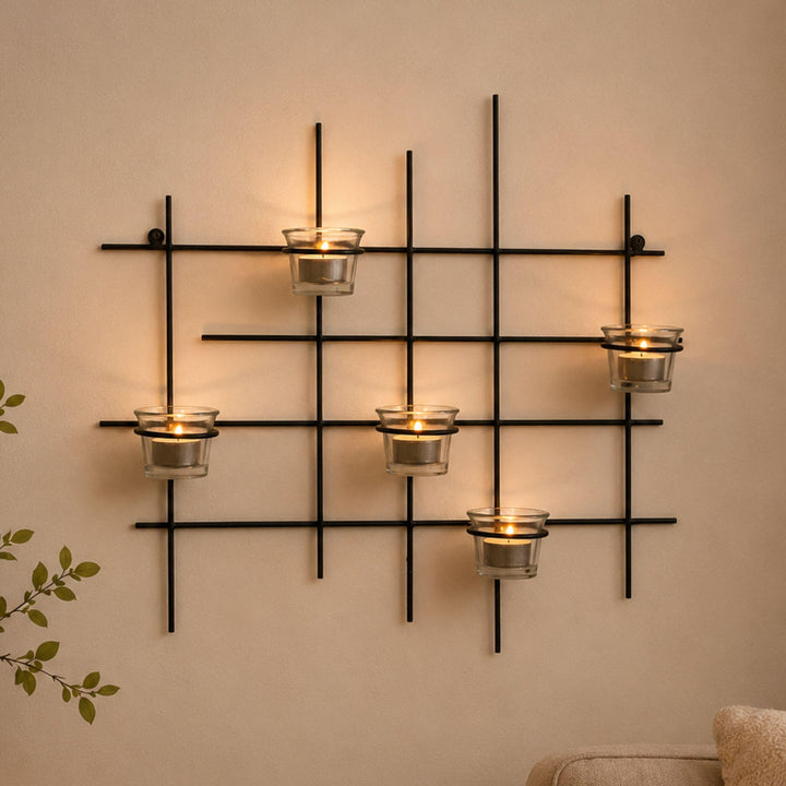 DanDiBo Wandteelichthalter Metall Leuchter 5XXL Wandkerzenhalter 50 cm Teelichthalter Wand Kerzenhal