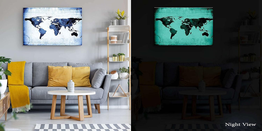 Startonight Bilder Alte Karte Marineblau, Leinwandbilder Moderne Kunst, Abstrakte Wanddeko Kunstdruc