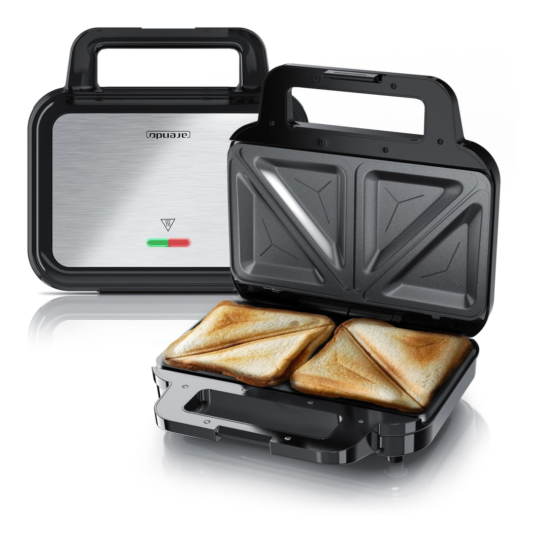 Arendo - Sandwichmaker mit Antihaftbeschichtung - abnehmbare Platten - BPA und PFOA frei - Temperatu