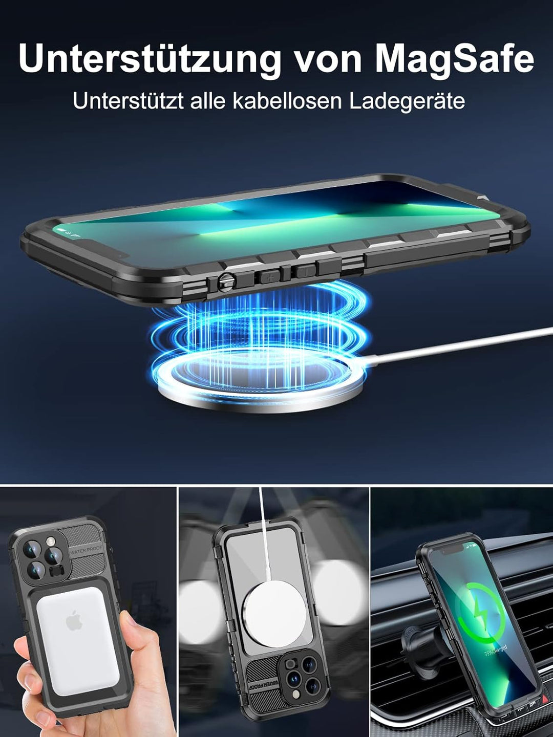 WIFORT für iPhone 13 Pro Hülle wasserdichte,360 Grad Outdoor Schutzhülle mit Kameraschutz Displaysch
