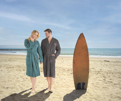 Chiemsee Bademantel Venice im Kimono-Stil für Damen und Herren aus weicher Baumwolle | Grösse L | Sm