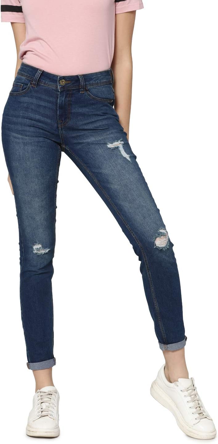 JACQUELINE de YONG Damen Skinny Jeans jdyFlora blau W 30 L 32
