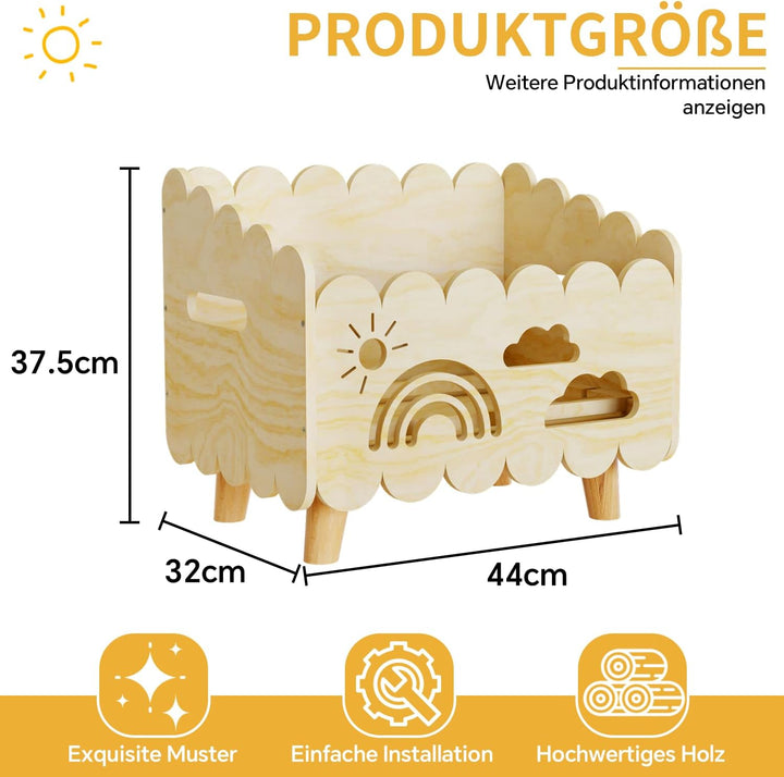 Kinder Bücherregal Holz, Montessori Bücherregal Kinder, Bücherkiste Kinder für Leseecke, Babyzimmer,