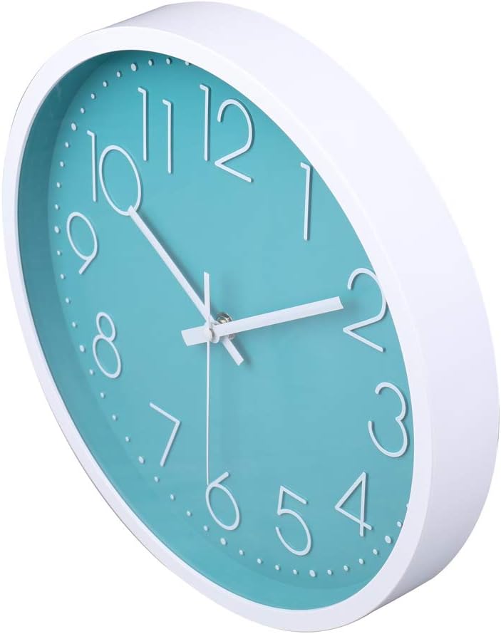 jomparis 30cm Modern Quartz Lautlos Türkis Wanduhr Schleichende Sekunde ohne Ticken - Petrol Wanduhr