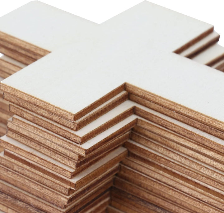 36 Stück Holzscheiben Deko Kreuz Form Holzplatte Basteln 11 x 7 cm 3mm Dick DIY Handwerk Holz Scheib
