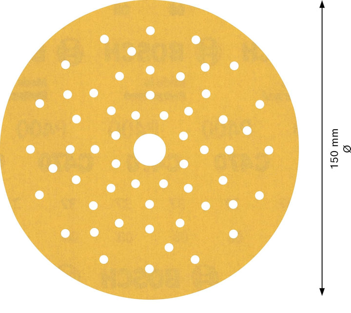 Bosch Accessories 50x Schleifpapier Expert C470 Mehrloch (für Hartholz, Farbe auf Holz, Ø 150 mm, Kö