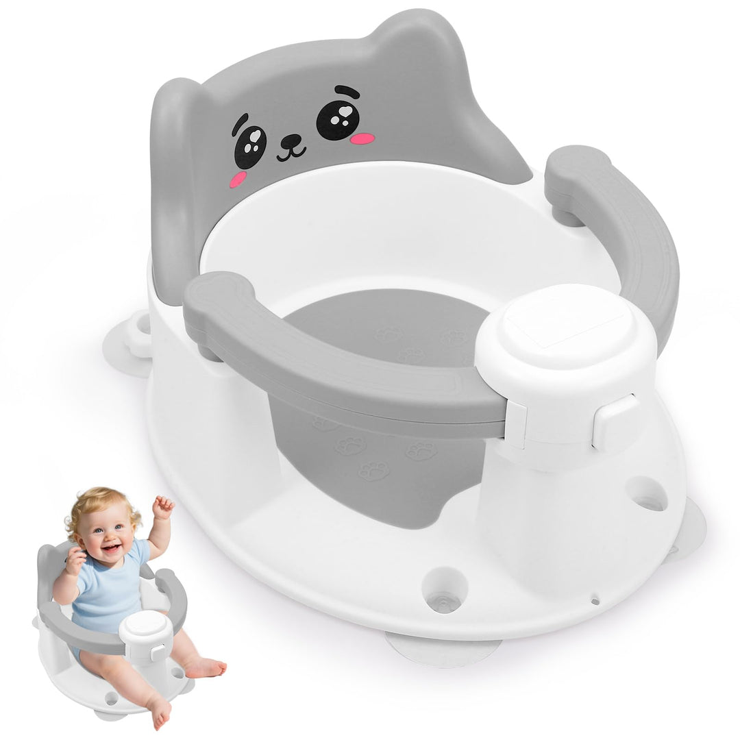Badewannensitz Baby ab 6 Monate, Cartoon Rutschfester Badesitz Baby mit 4-starken Saugnäpfen, Neue e