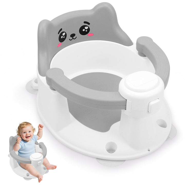 Badewannensitz Baby ab 6 Monate, Cartoon Rutschfester Badesitz Baby mit 4-starken Saugnäpfen, Neue e