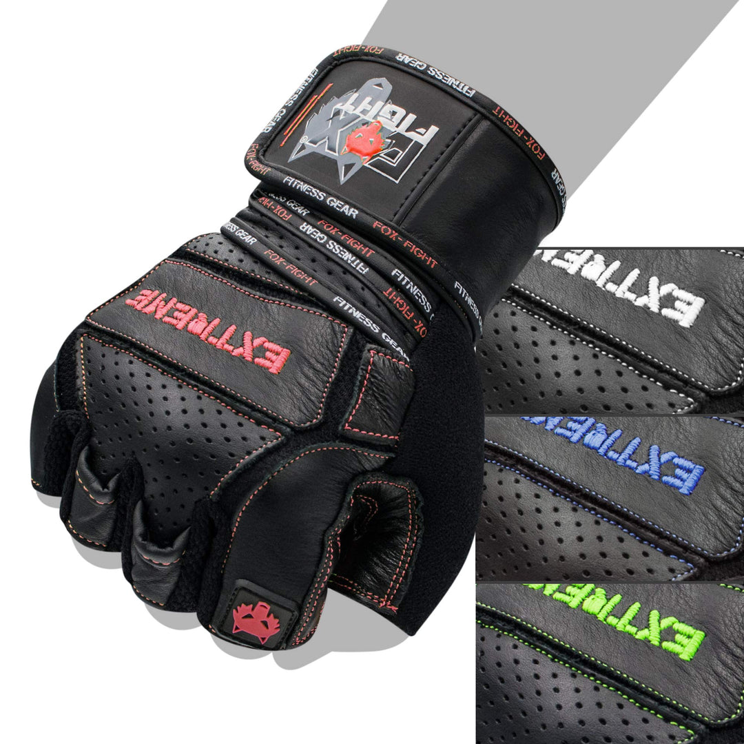 FOX-FIGHT Fitnesshandschuhe Trainingshandschuhe Kraftsport Damen Herren Leder Handschuhe Bodybuildin
