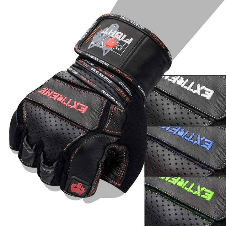 FOX-FIGHT Fitnesshandschuhe Trainingshandschuhe Kraftsport Damen Herren Leder Handschuhe Bodybuildin