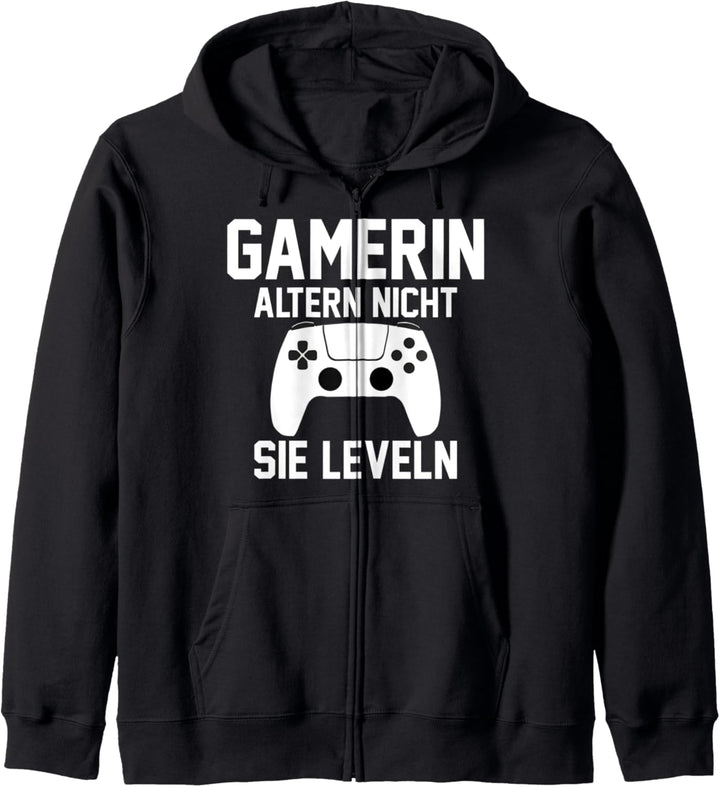 Gamerin altern nicht sie leveln Video Game Spieler Zockerin Kapuzenjacke