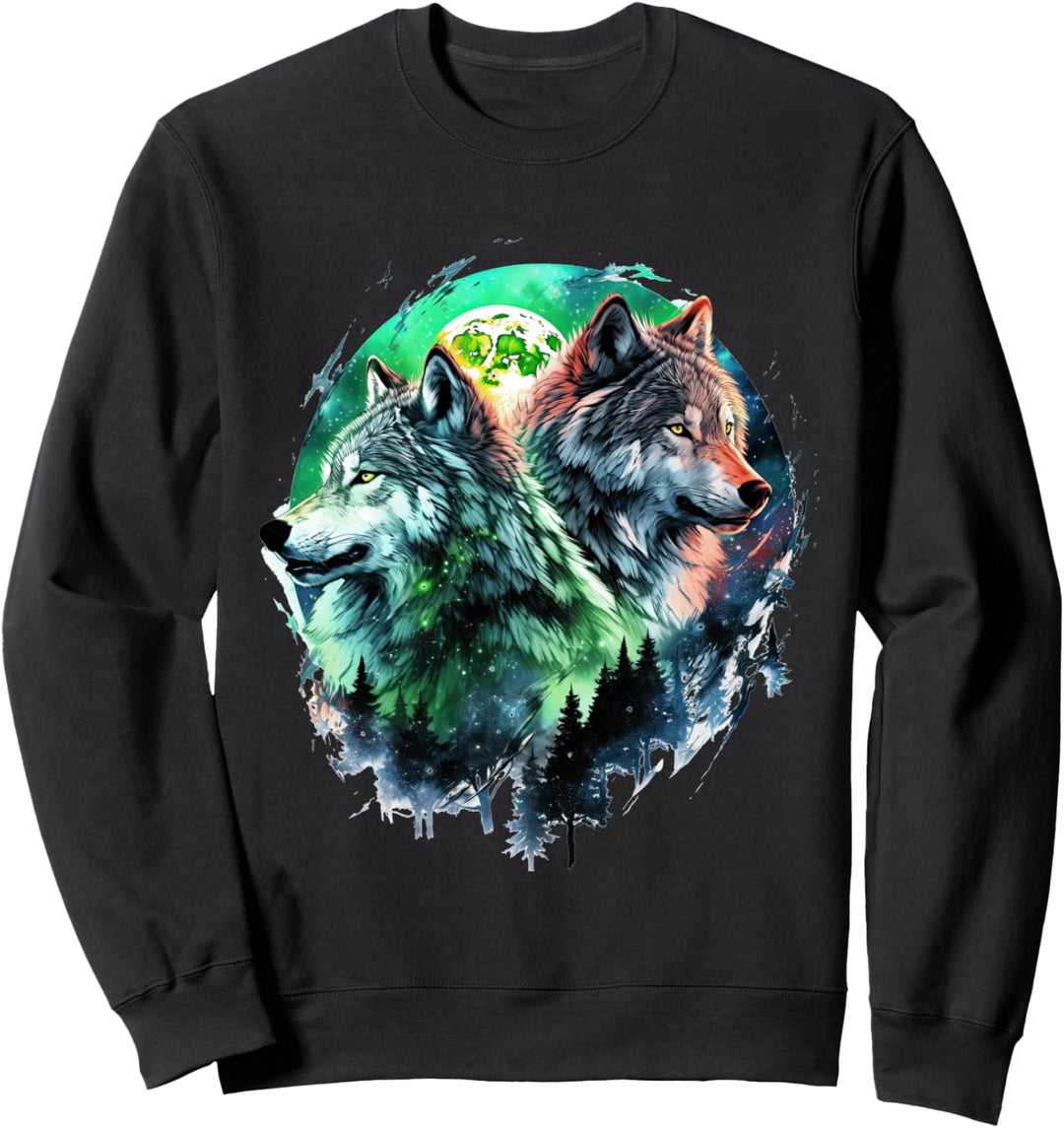 Wölfe heulen vor dem Mond Wolf wilde Tiere Sweatshirt