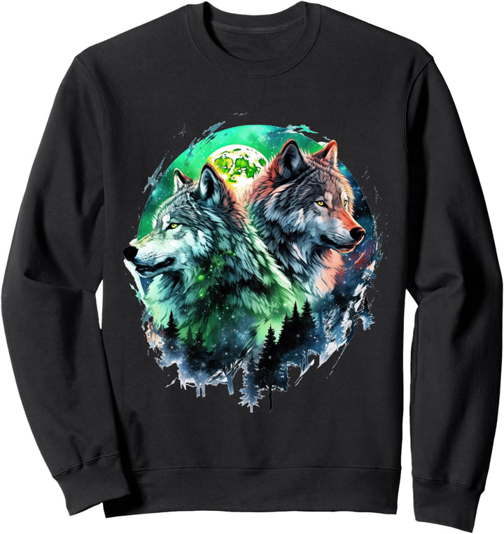 Wölfe heulen vor dem Mond Wolf wilde Tiere Sweatshirt