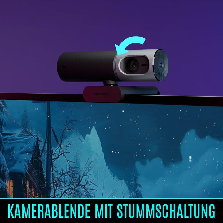 Streamplify CAM PRO 4K Webcam, 105° Weitwinkel, 8,5M Pixel Sensor, Eingebaute Stereo-Mikrofone, Auto