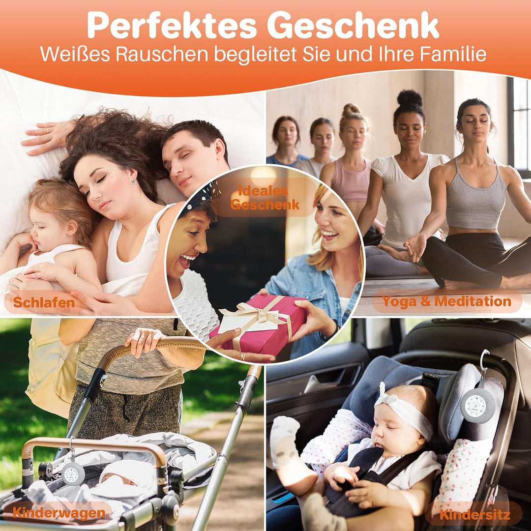 FUNYKICH White Noise Machine Baby, Weisses Rauschen Gerät mit Wireless Lautsprecher, 30 Klänge, 7 Bu