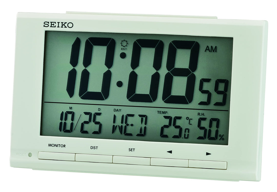 Seiko Clock Wecker digital weiss LCD QHL090W Standard Weiss, Standard Weiss
