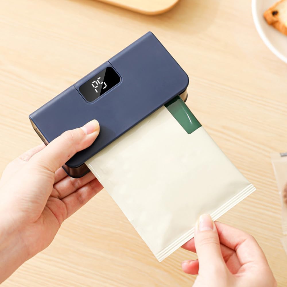 Mini Folienschweissgerät, 2 in 1 USB Beutelverschliesser mit Cutter, 6-Gang-Steuerung, Tragbare Vers