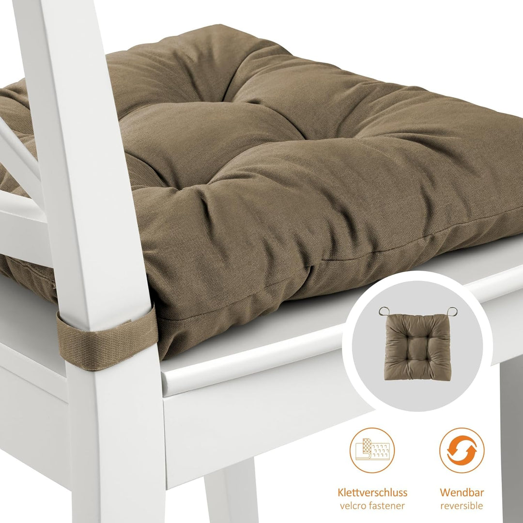 sleepling 4er Set Stuhlkissen 40 (vorne), 35 (hinten) x 38 x 7 cm, Sitzkissen für Stuhl &amp; Bank mit K