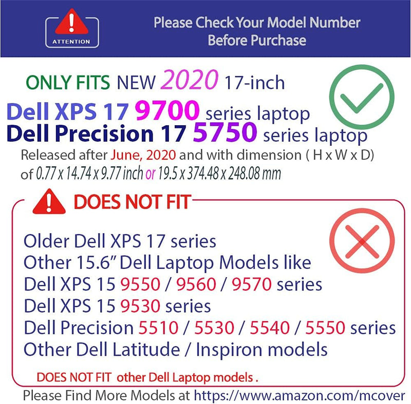 mCover Hartschalen-Schutzhülle für Dell XPS 17 9700 oder Dell Precision 5750 Serie (17 Zoll / 43,2 c
