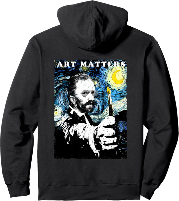 Art Matters Van Gogh Starry Night Distressed Grafik Pullover Hoodie