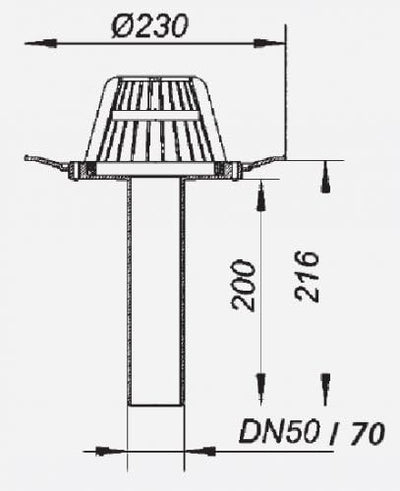 Upmann Flachdachablauf DN 70 senkrecht 80475 DN70 - senkrecht, DN70 - senkrecht