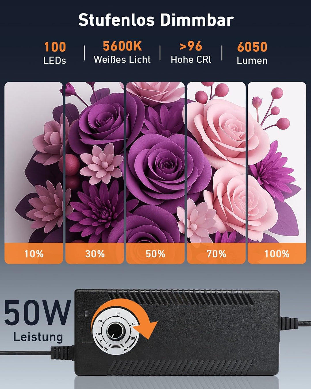 DUCLUS 60cm Fotobox Professionell | 24" Tragbare Photobox mit 50W 5600K LED (CRI≥96) & Dimmbarem Lic