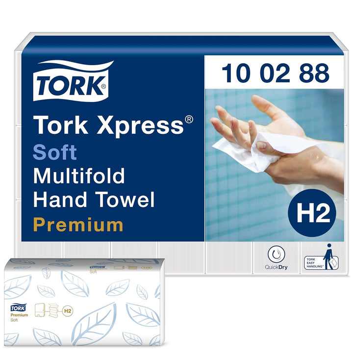 Tork Xpress weiche Multifold Papierhandtücher 100288 - H2 Premium Falthandtücher für Handtuchspender