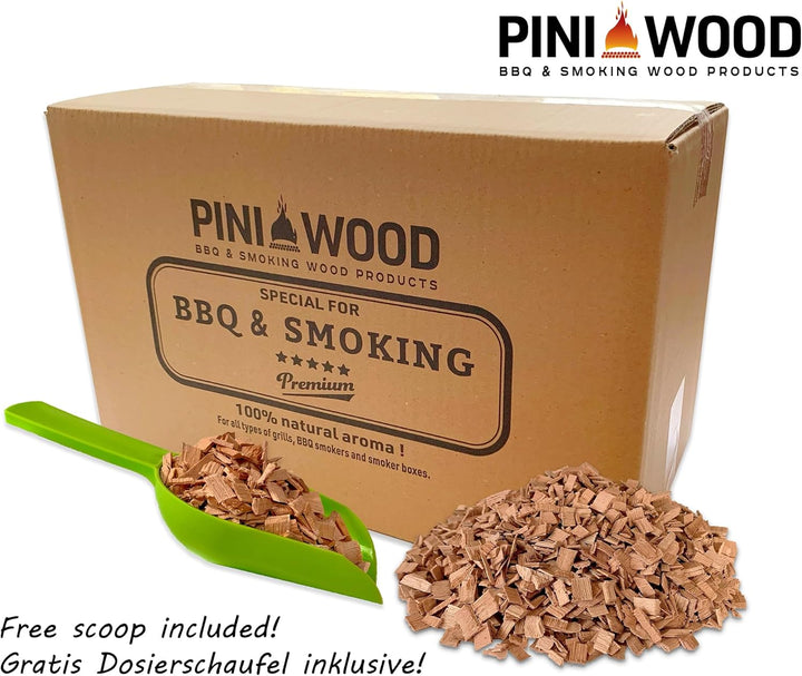 PINI 5 Kg Räucherchips Kirsche 6-12 mm Smoking Chips Räucherspäne 18 Liter