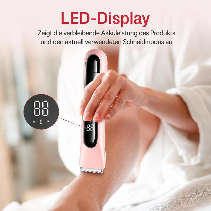 Rasierer Damen, 2-in-1 Intimrasierer für Frauen, Rasierer Damen Elektrisch mit LED Display, IPX7 Was