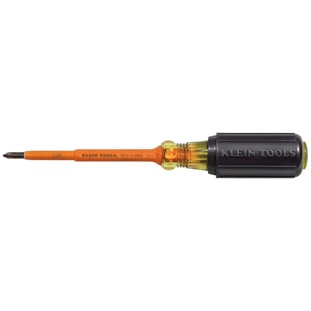 KLEIN TOOLS 6334INS Isolierter Schraubendreher, #1 Kreuzschlitz-Spitze mit 10,2 cm Schaft, hergestel
