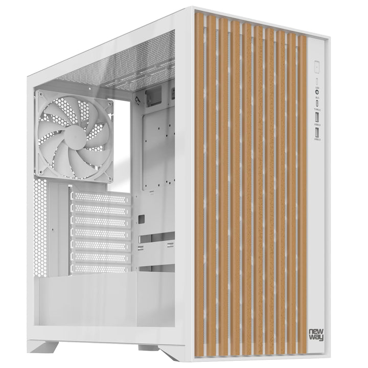 2024 Neu - NW1 PC-Gehäuse aus Holz - Mittlere Tower kompatibel mit ATX/Micro-ATX/ITX – Typ C USB – L