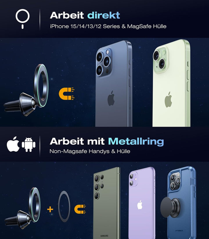 VICSEED Vollmetall Handyhalterung Auto Magnet für Mgasafe Autohalterung [20xN55 Stärkste Magneten] L