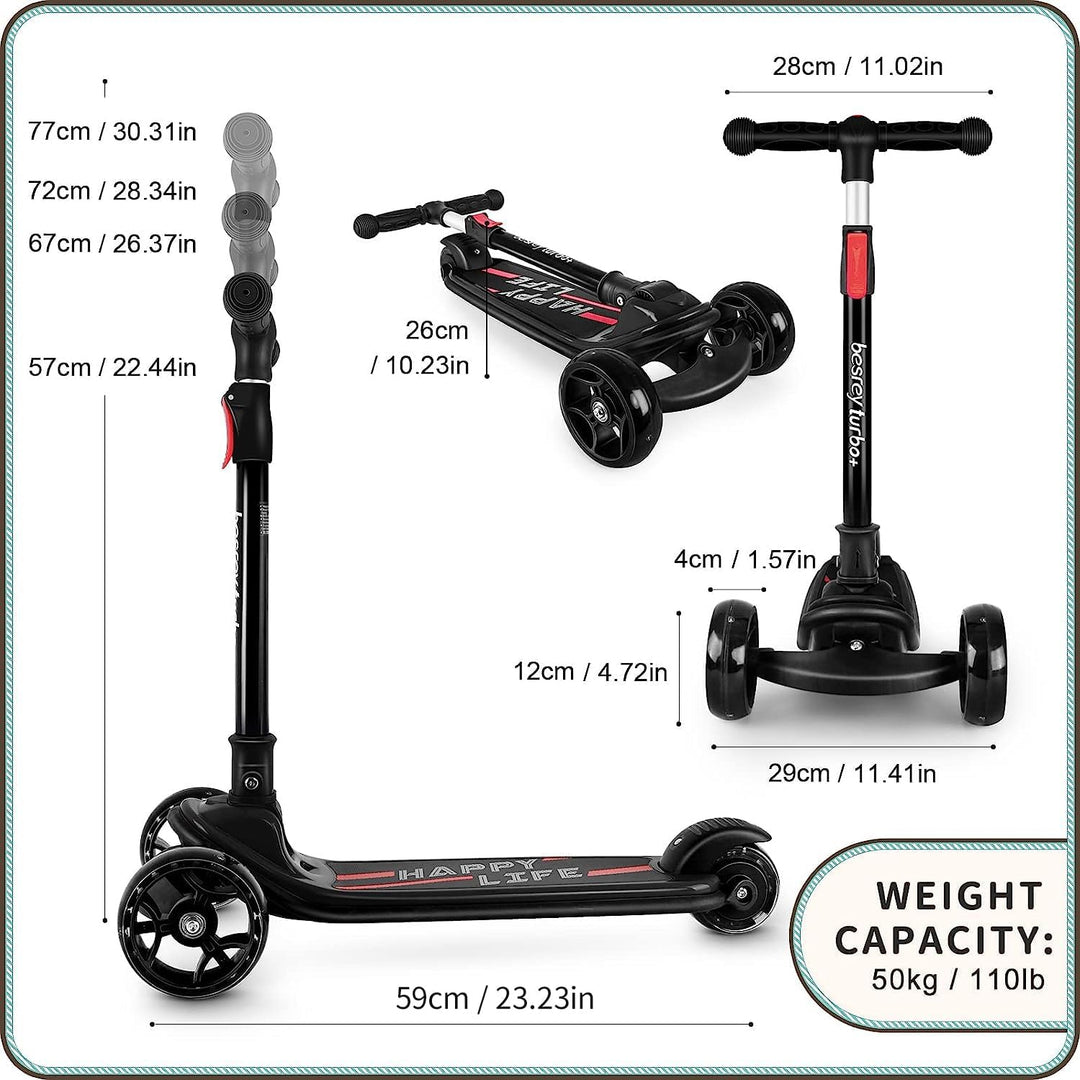 besrey Kinder-Scooter – Big Wheels Faltbarer Tretroller mit blinkenden LED-Lichtern für Jungen und M