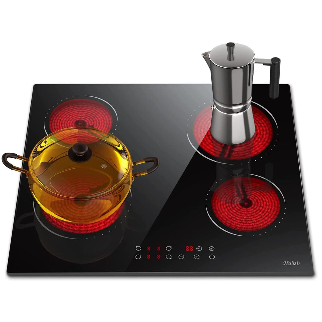 Glaskeramikkochfeld 4 Zonen Kochfelder Sensor-touch Control Kochfeld Autark 60cm, 6000W, 9 Leistungs