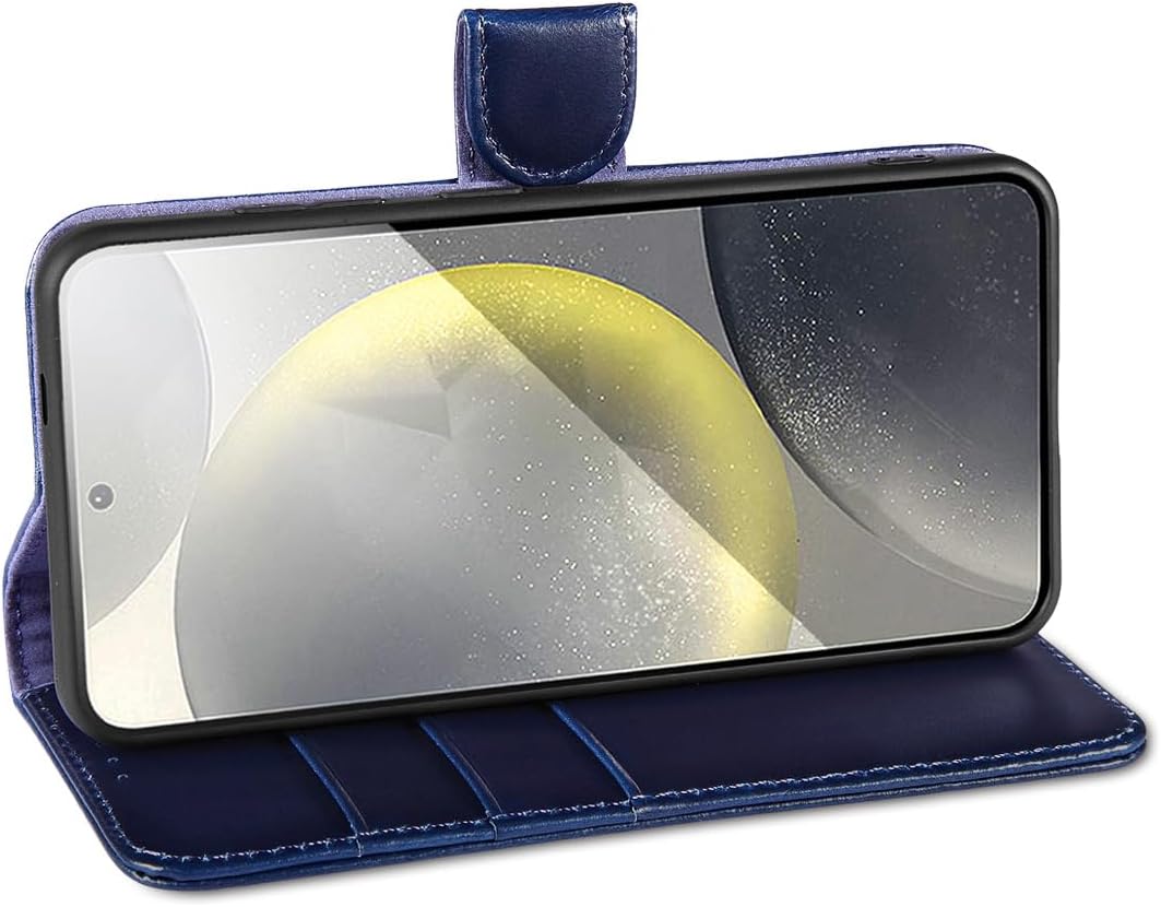 LENSUN Echtleder Hülle für Samsung Galaxy S24, Leder Handyhülle [Brieftasche][RFID Schutz][Standfunk