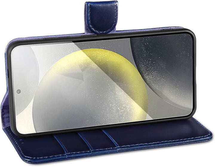 LENSUN Echtleder Hülle für Samsung Galaxy S24, Leder Handyhülle [Brieftasche][RFID Schutz][Standfunk