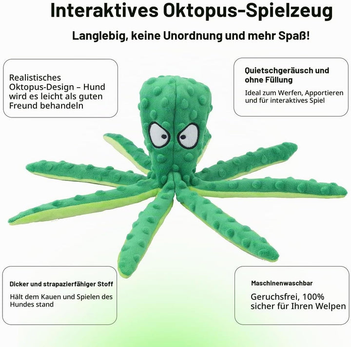 Hunde-Quietschspielzeug Krake, kein stopfendes Crinkle-Plüsch-Hundespielzeug für das von Welpen, lan