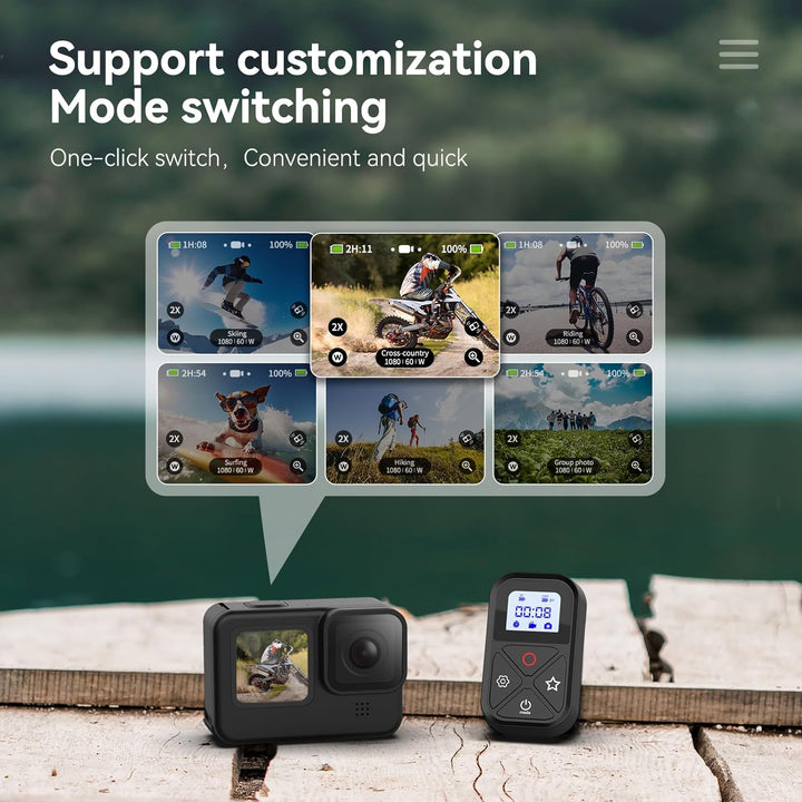 TELESIN Kabellose Bluetooth-Fernbedienung kompatibel mit Gopro Hero 12/11/10/9 8/Max wasserdichte Ka