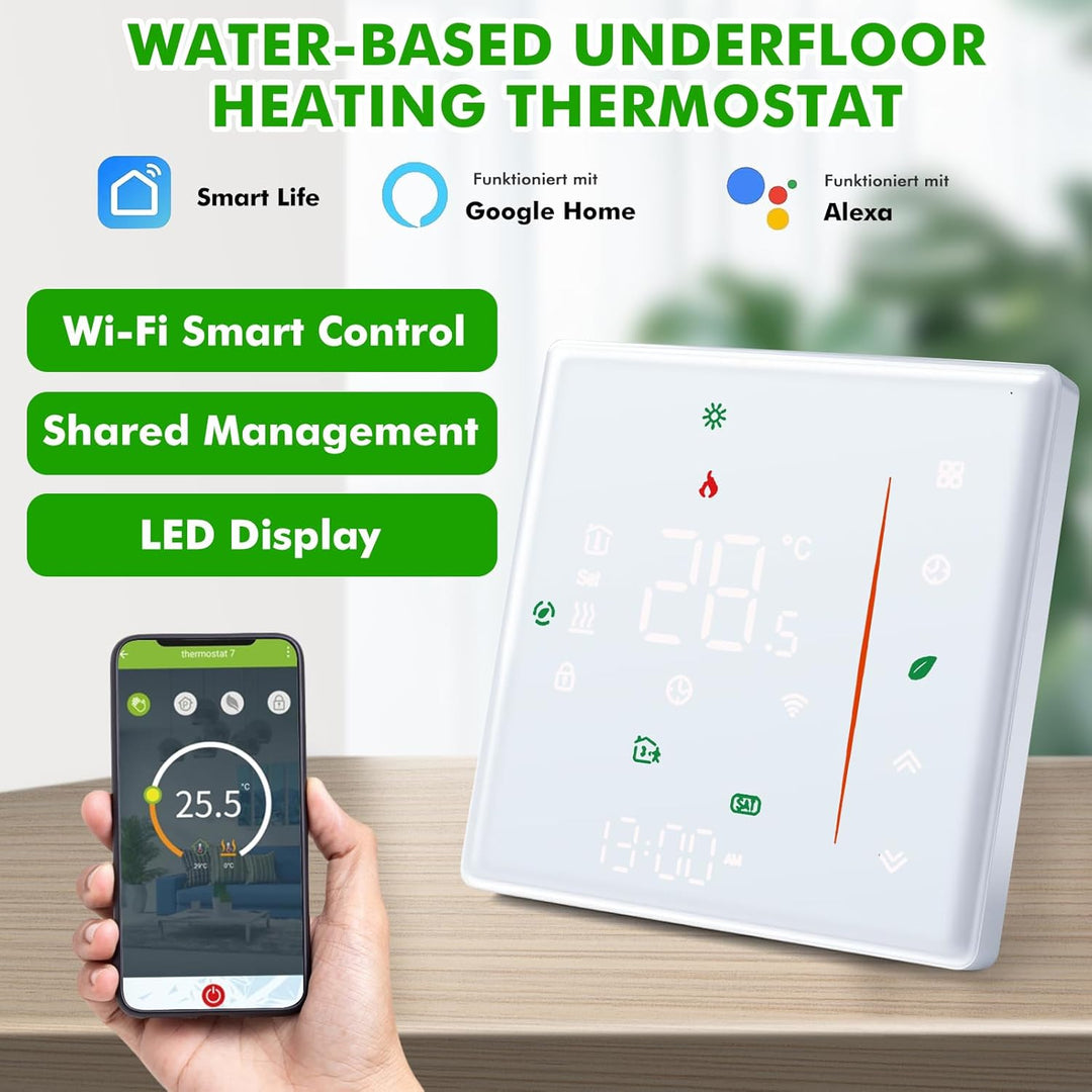 Thermostat Fussbodenheizung, 5A 230V WiFi Smart Thermostat Fussbodenheizung Raumthermostat Smart Rau